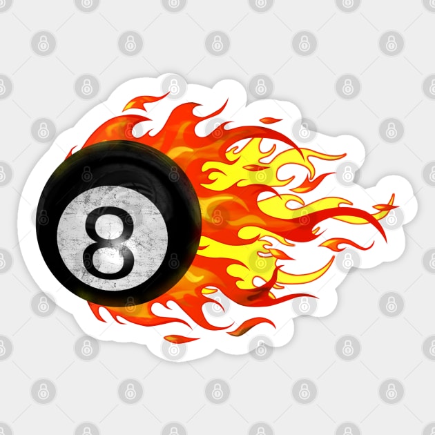 Flaming 8 Ball Sticker by Packrat